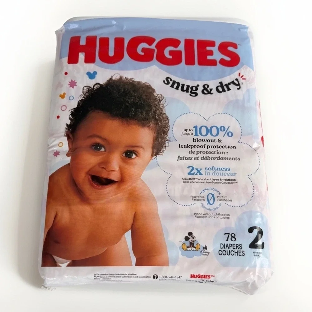 Huggies 78 count Snug & Dry Size 2 Baby Diapers 100%